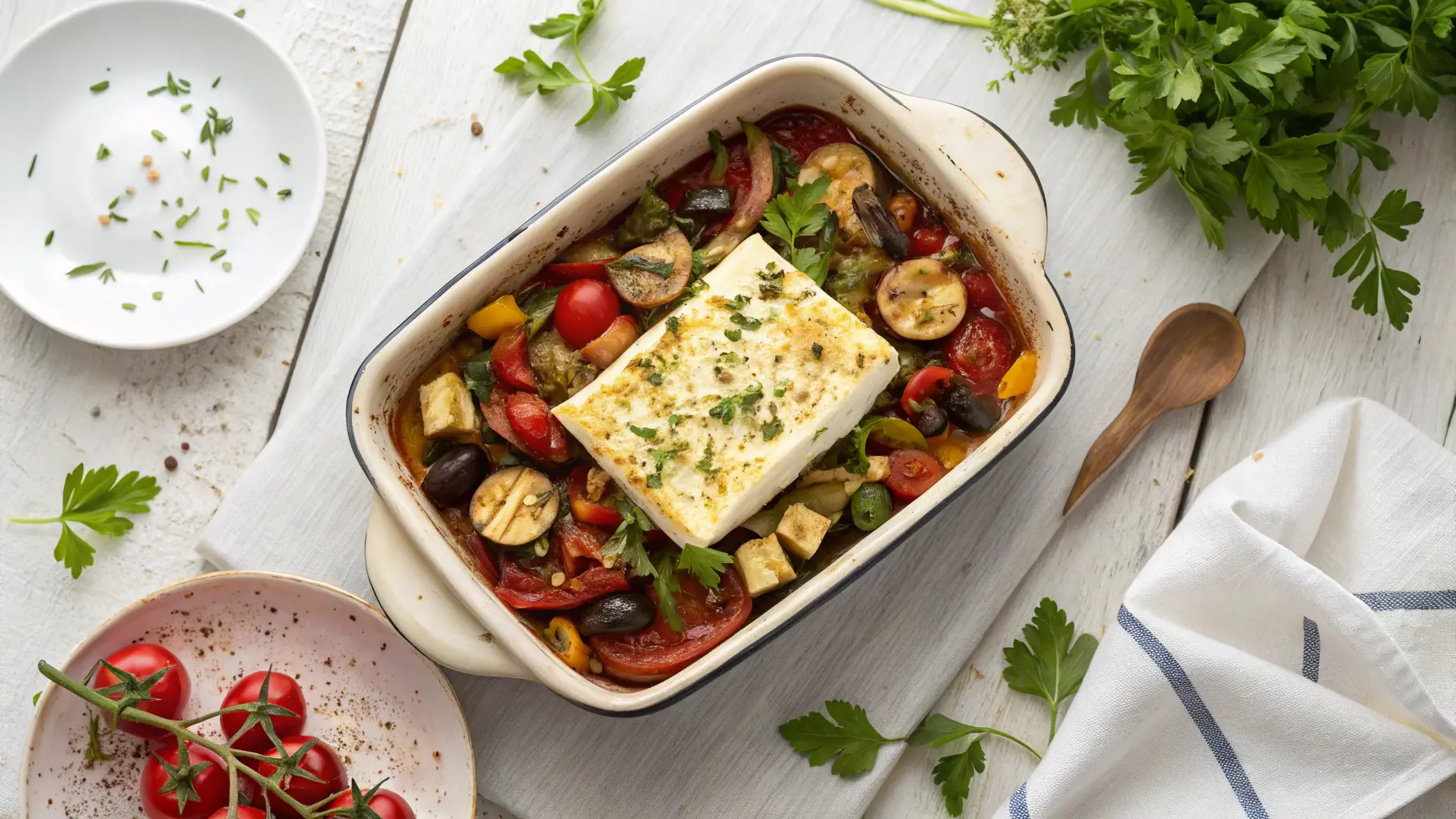 Gebackener Feta auf mediterranem Gemüse: Ein Unglaublich Aromatisches Rezept