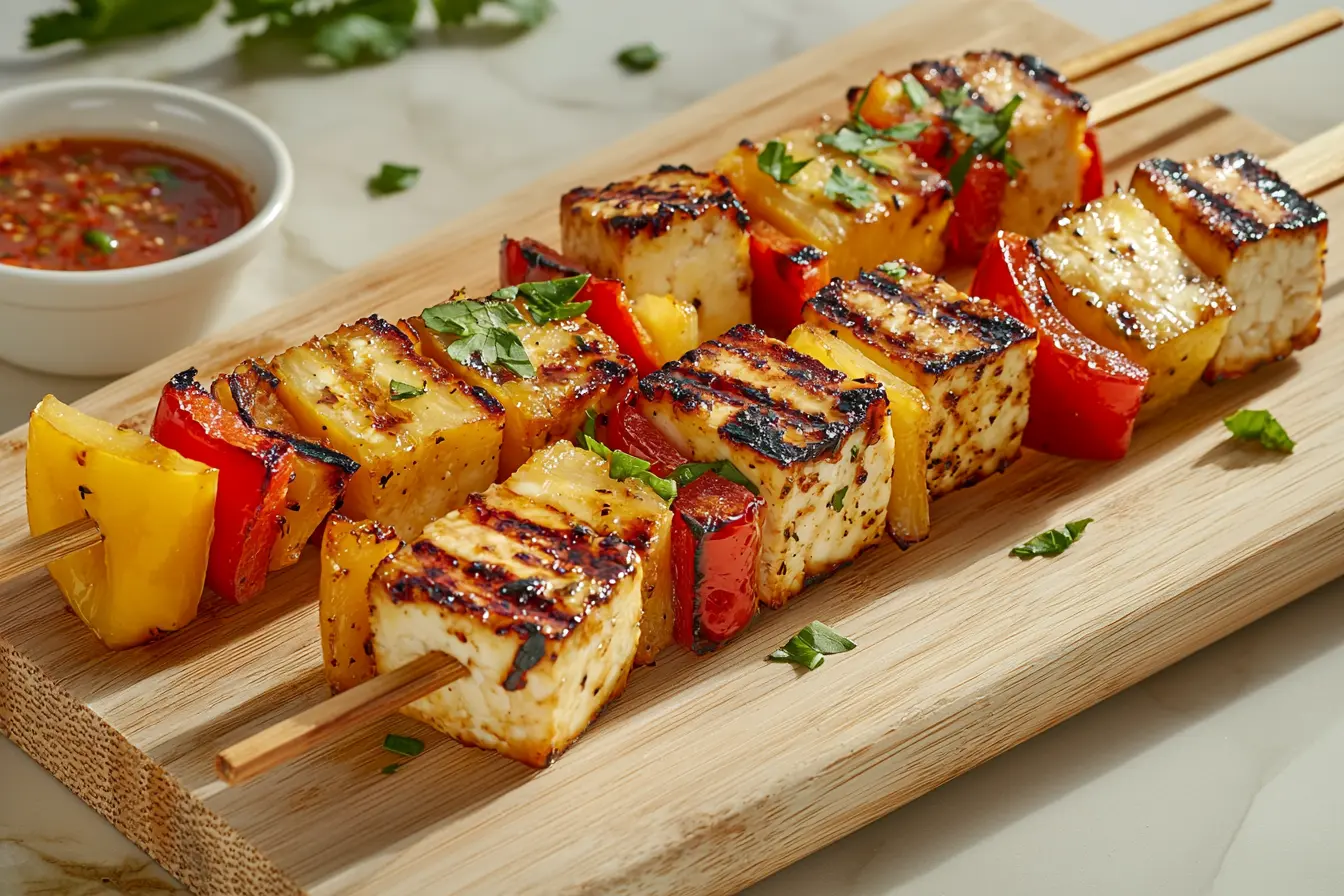Hawaii Spieße: Saftige vegetarische Grillspieße mit exotischer Ananas
