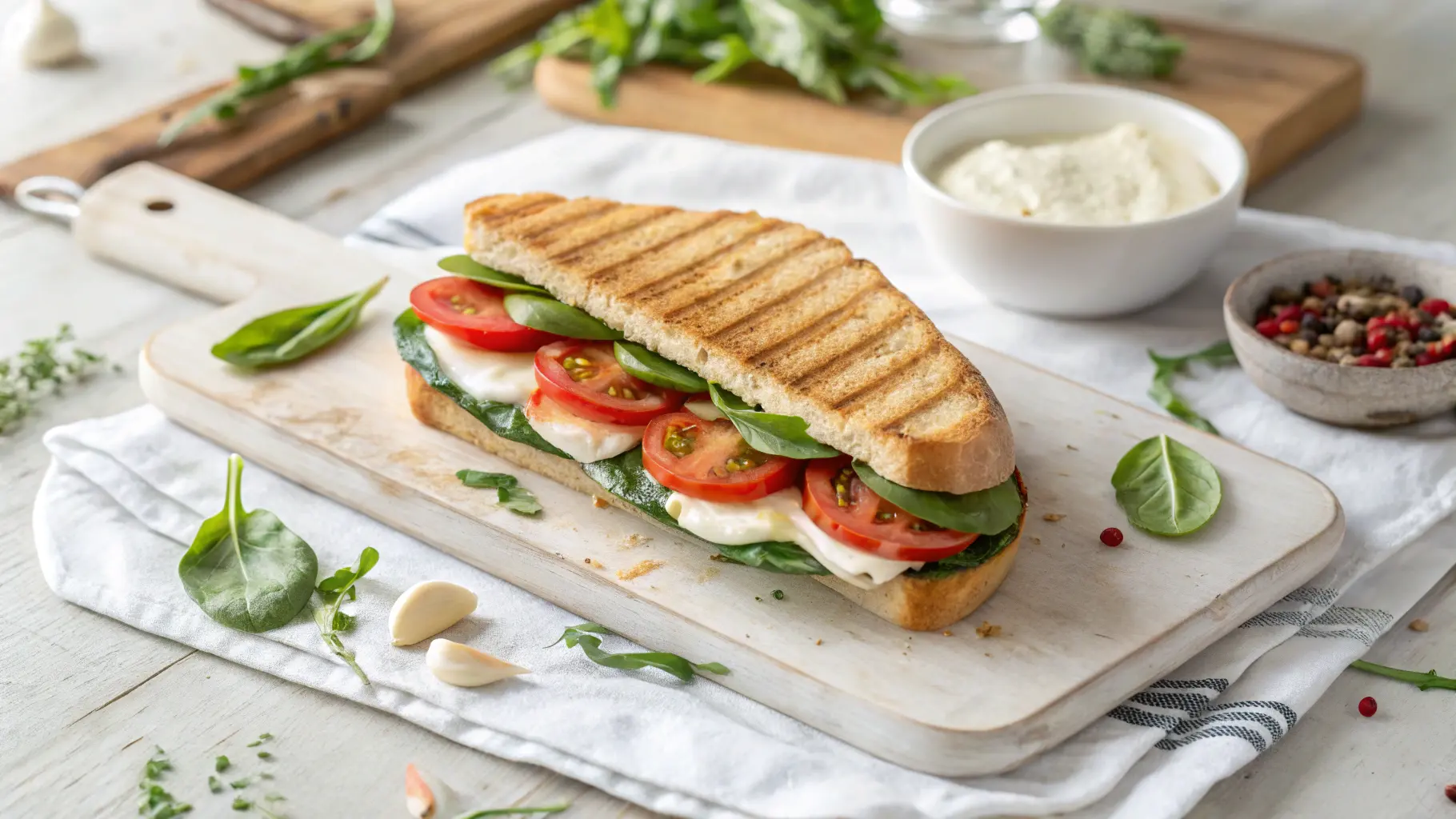 Panini mit Tomaten, Mozzarella und Spinat: Ein Frühlingshafter Snack