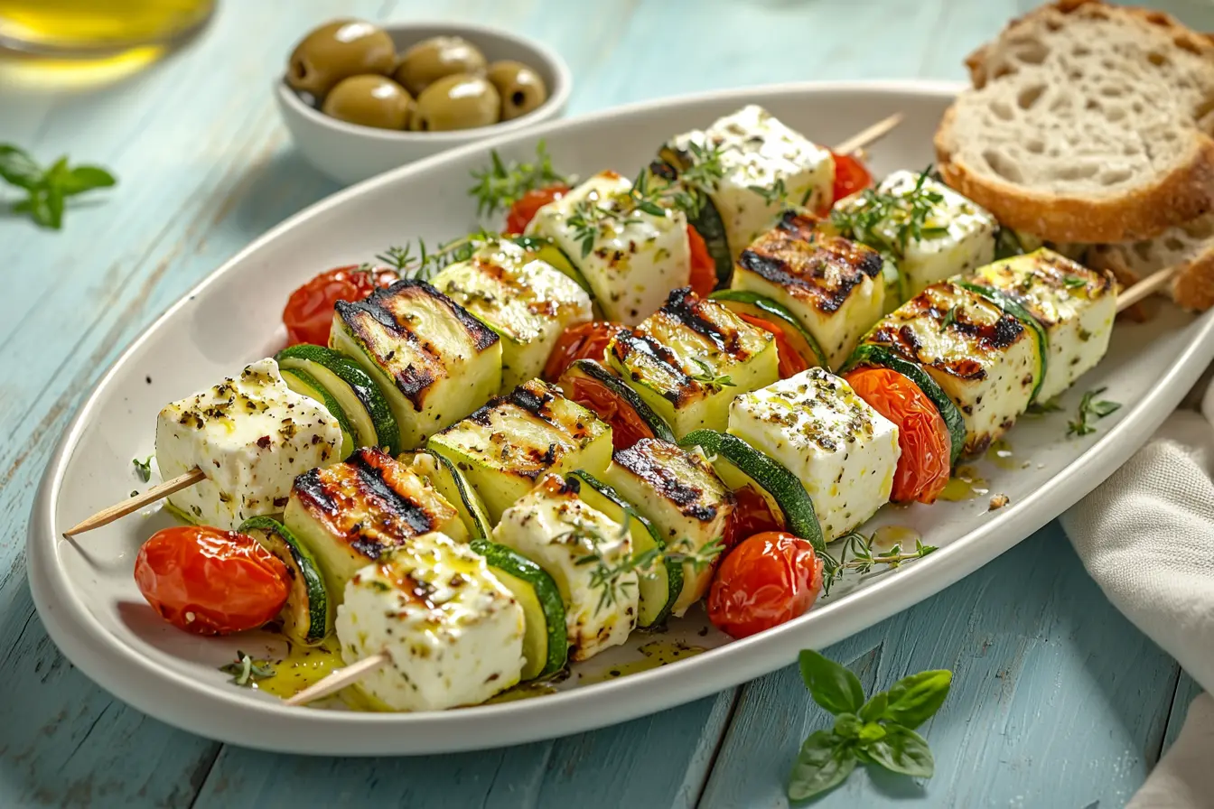 Zucchini Schafskäse Spieße mit Tomaten – Ein mediterraner Genuss